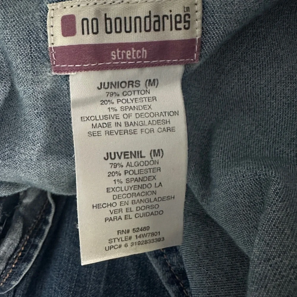 Vintage Y2K No Boundaries Juniors/Women’s Denim Flared Jumpsuit/Overalls Jnr’s M - Picture 5 of 9